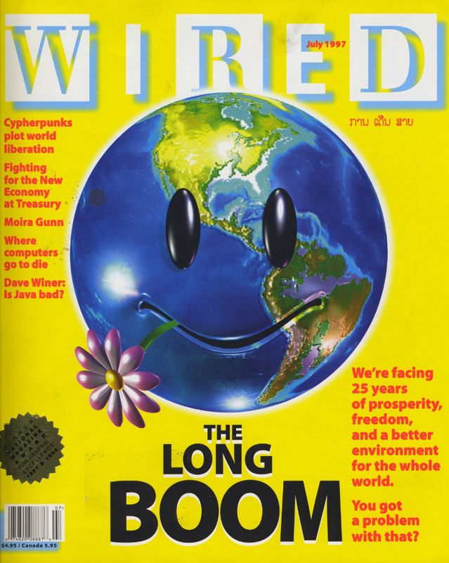 The famous Wired magazine cover and issue from July 1997 with the title The Long Boom