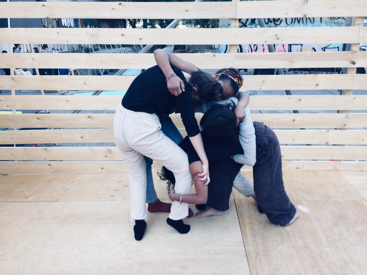 Radical Empathy Lab at Making Futures School, Berlin, Germany, 2019. Body Locomotion Exercise.  Photograph by Berit Fischer. Courtesy of Berit Fischer