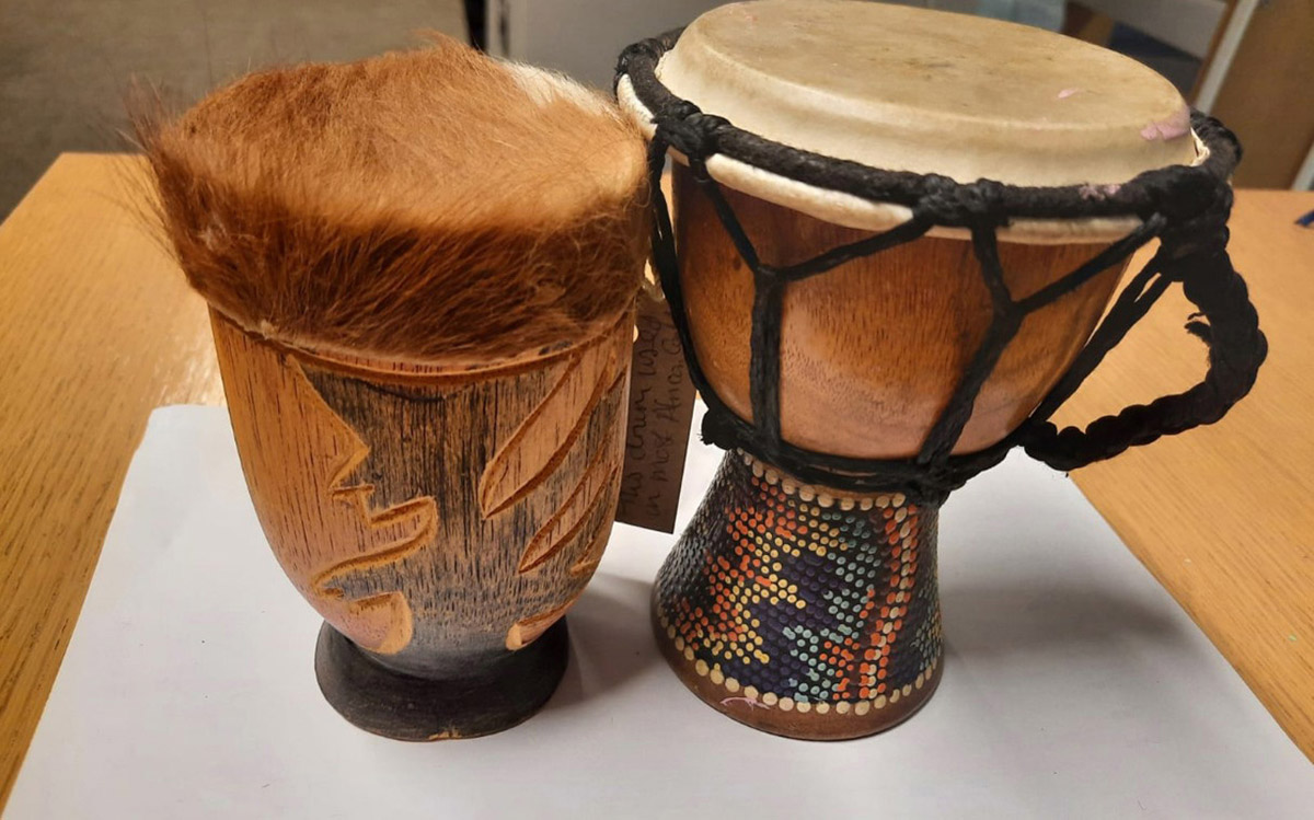 Drums in the collection at Deptford Peoples Heritage Museum, 2020, Joyce Jacca.