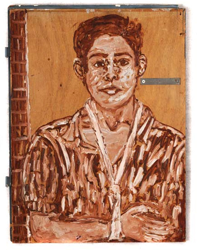 Khader Oshah, Khadeja, oil on wood plank, 70x100 cm, 2008