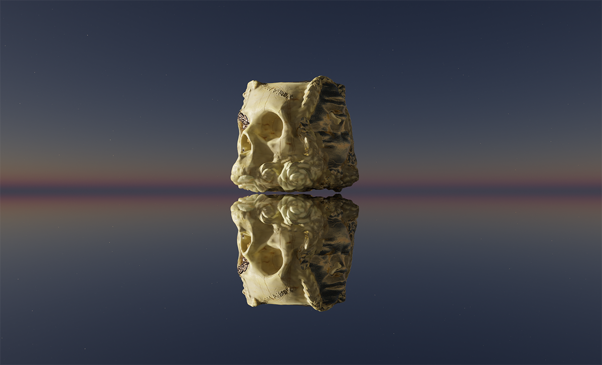 Auriea Harvey, The Mystery [v5-dv1], 2021: Digital sculpture in custom environment with AR and physical 3D print sold as an NFT  on the online marketplace Feral File. Image courtesy of the artist.