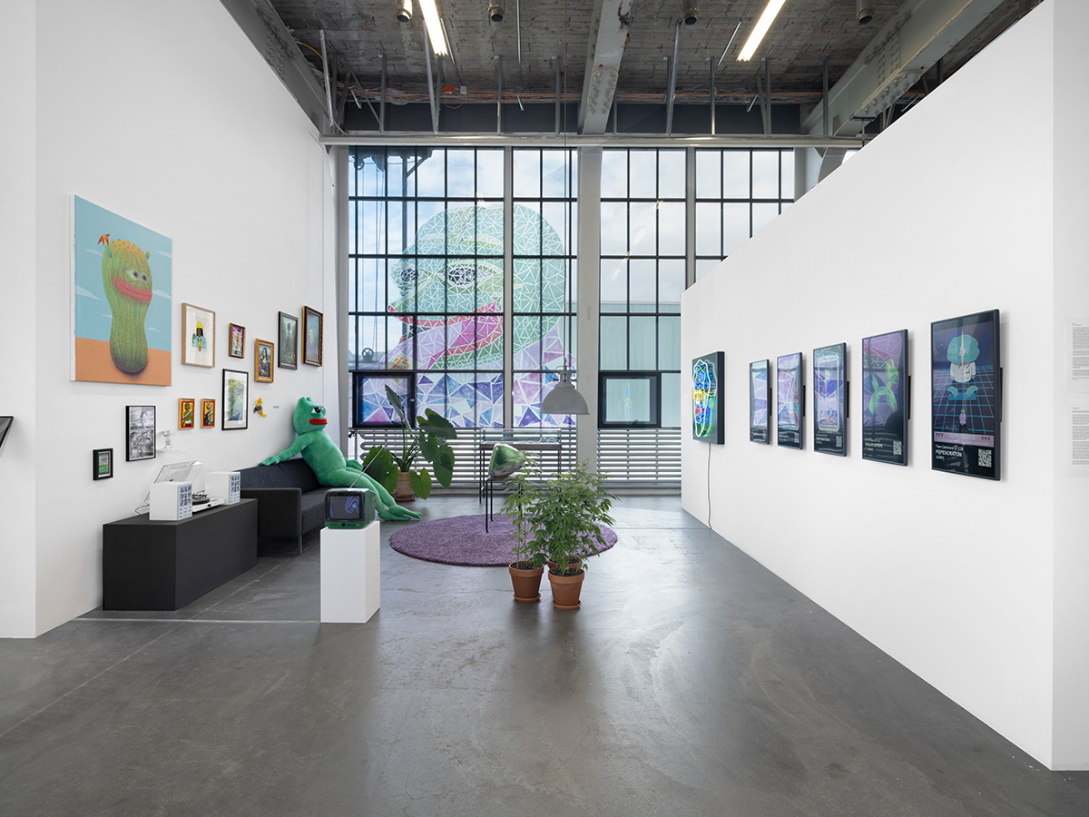 Installation view of DYOR—Pepe the Frog Space at Kunsthalle Zürich. Photograph by Julien Gremaud © Kunsthalle Zürich