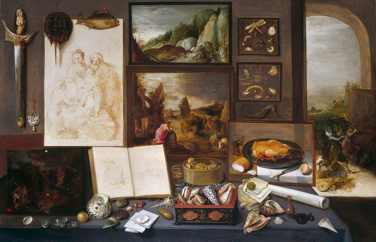 Frans Francken the Younger (1581–1642), The Cabinet of a Collector, 1617, Oil on panel, 76.7 x 119.1 cm,  Royal Collection Trust (RCIN 405781).
