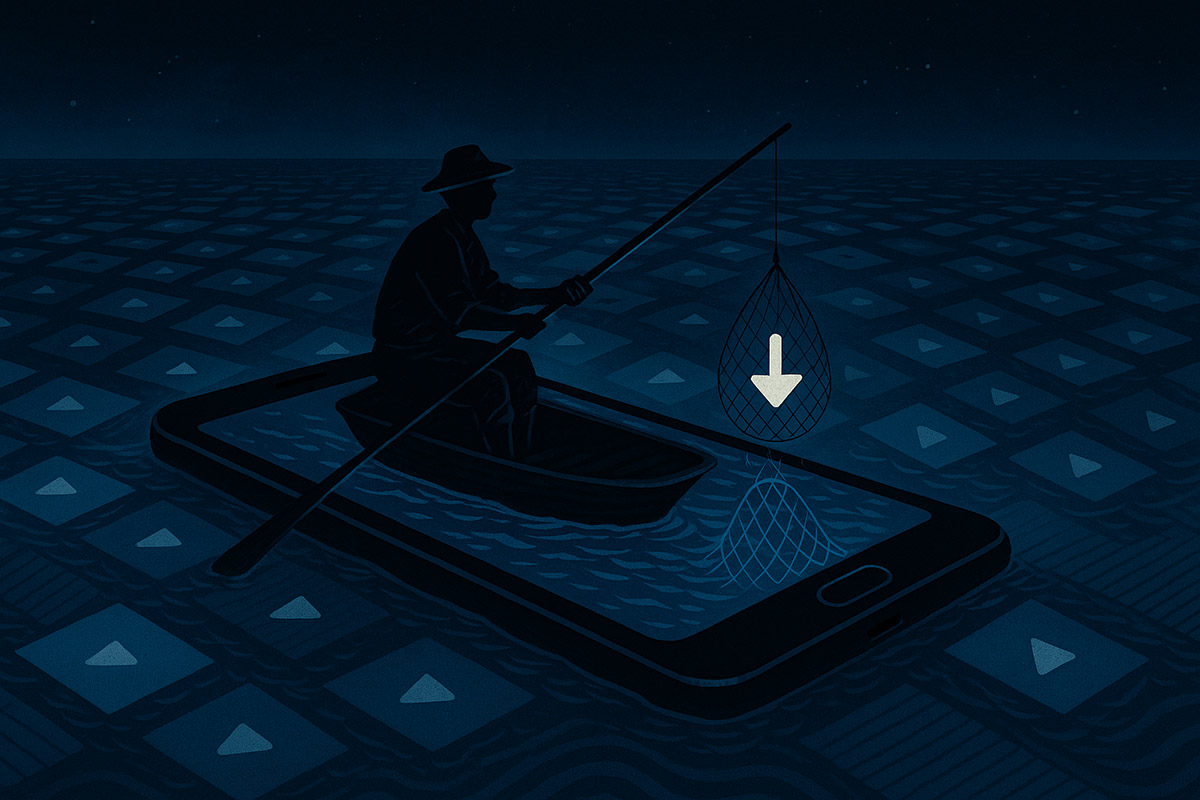 王懿泉，《渔人与数字沧海》，2025年。使用人工智能模型ChatGPT 生成的图像。© 王懿泉